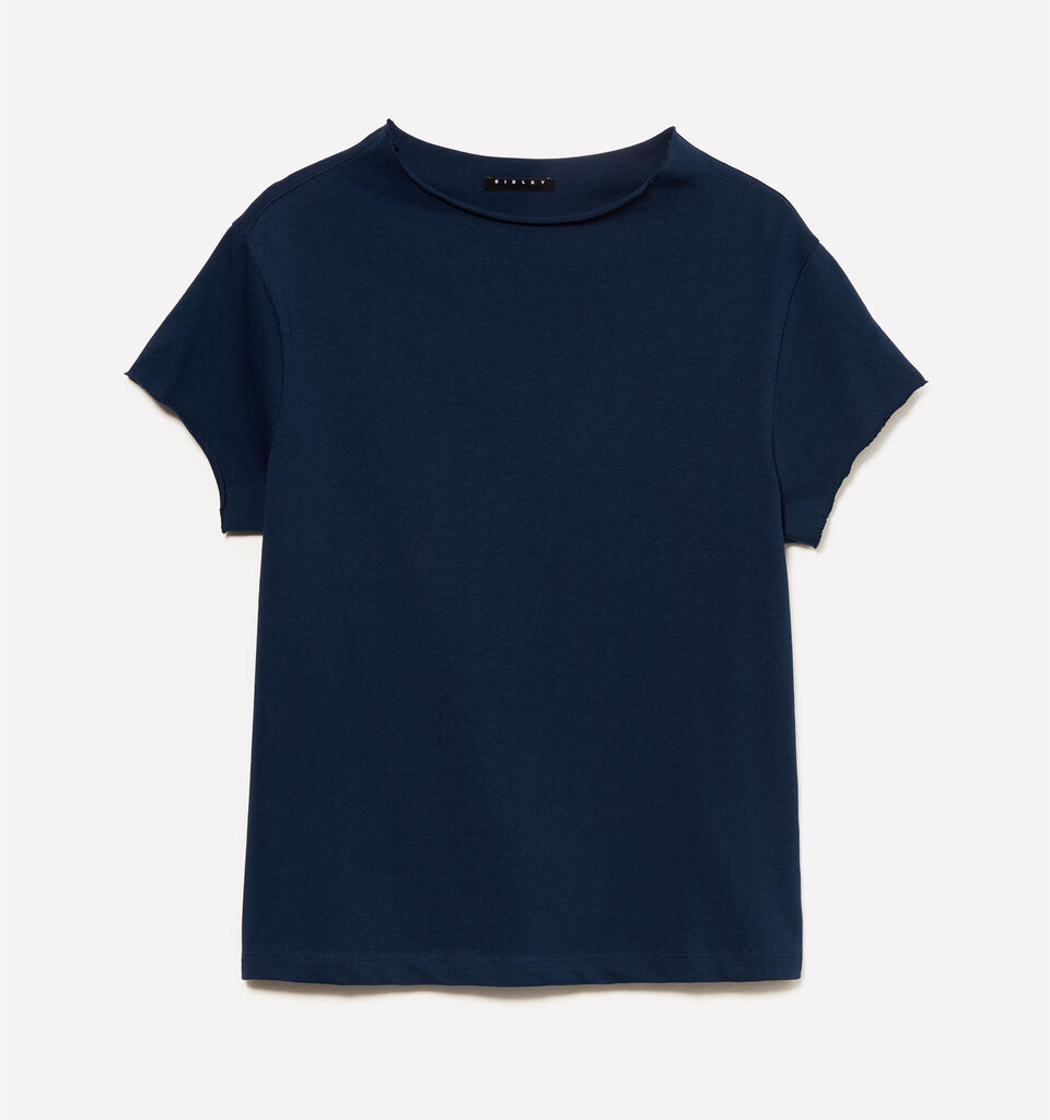 Dark blue t-shirt with halter neck - women's short sleeve t-shirts - Dark Blue | Sisley image number 5